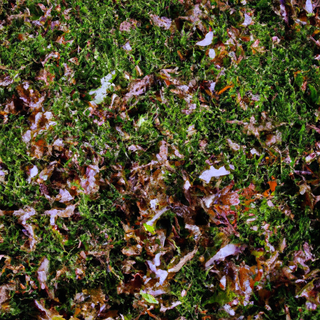 Mulch mowing leaves into fine pieces on a crisp-edged fall lawn