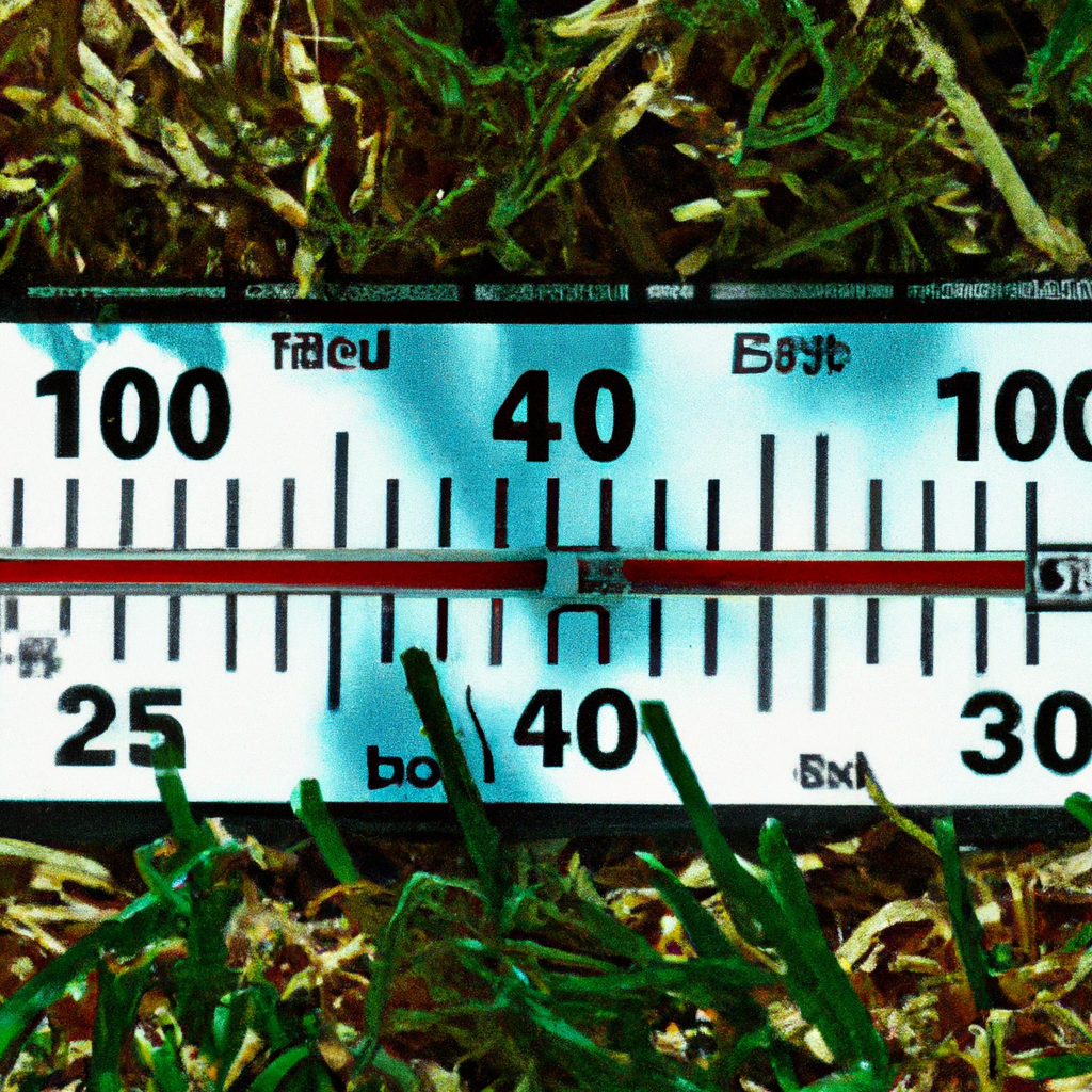 Lawn during a heatwave with shaded areas and a moisture gauge