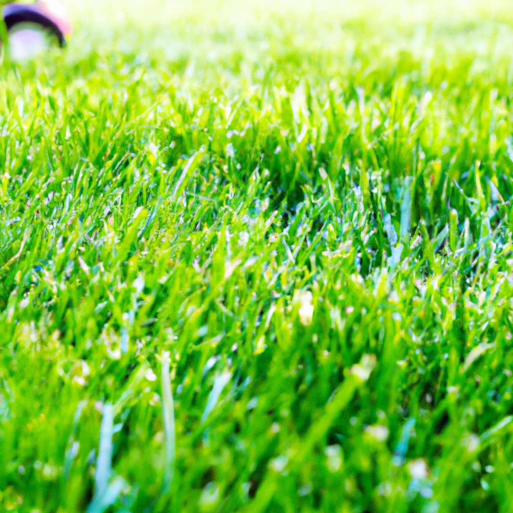 Green, freshly mowed Canadian lawn in bright morning light